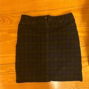 L.L. Bean Green and Navy Plaid Mini Skirt